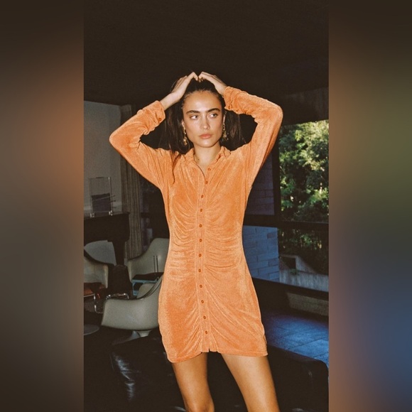 With Jean Dresses & Skirts - With Jean “Andy dress” Ruched Long Sleeve Button Down small